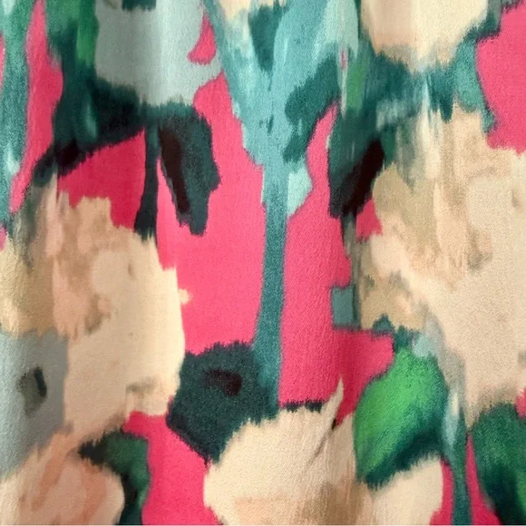 Donna Karan Romantic Elevated Basic Pink and Cream Floral Blouse - Picture 2 of 5